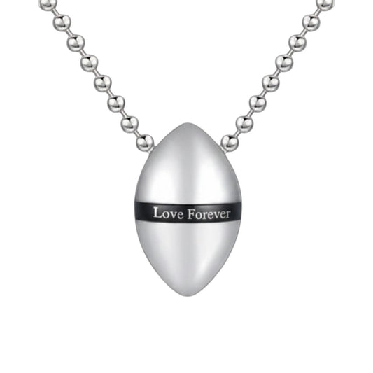 Aramat Jewels stalen ashanger Love Forever, zilverkleurig met zwarte band en gravure. Gedenksieraad met schroefsluiting.