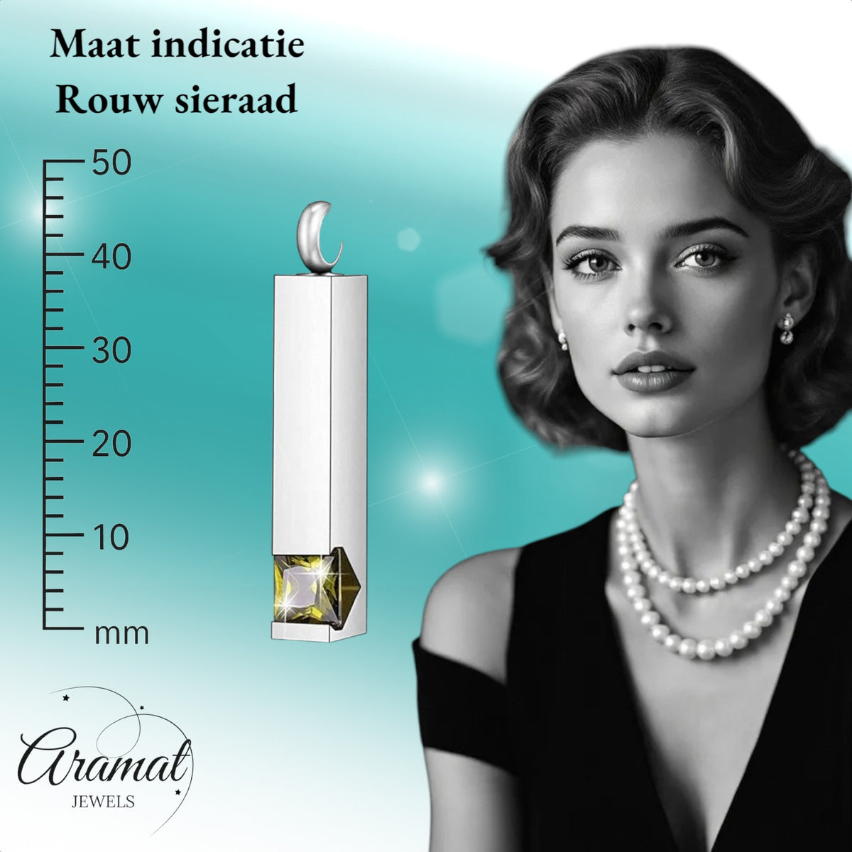 Aramat Jewels zilverkleurige stalen staaf ashanger met zirkonia steen, minimalistisch en elegant.