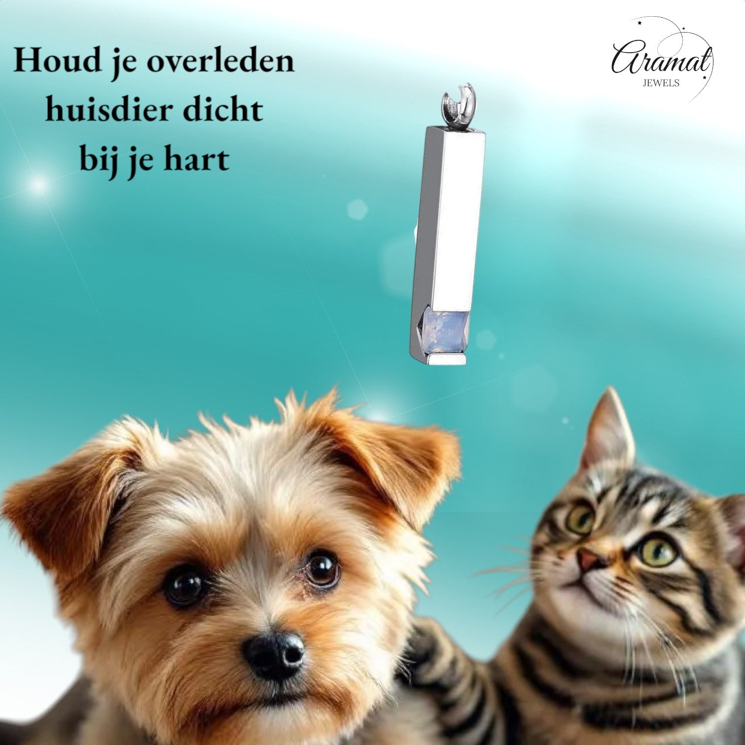 Aramat Jewels zilverkleurige stalen staaf ashanger met zirkonia steen, minimalistisch en elegant.