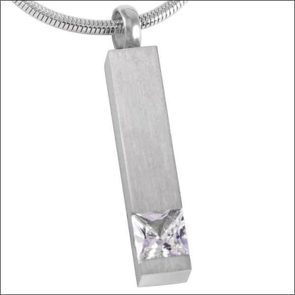 Aramat Jewels zilverkleurige stalen staaf ashanger met zirkonia steen, minimalistisch gedenksieraad