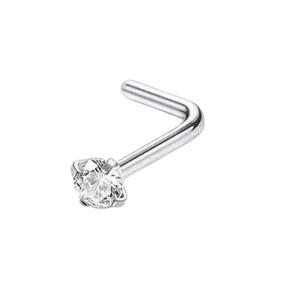Aramat Jewels neuspiercing van chirurgisch staal met een ronde 2mm zirkonia steen op een recht staafje