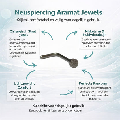 Aramat Jewels silver-tone steel L-shaped nose piercing with a 2mm sandblasted round end.