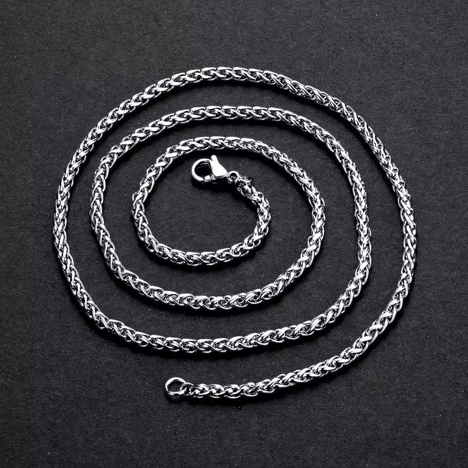Aramat Jewels zilverkleurige vossenstaart ketting van 55 cm en 8 mm breed, gemaakt van robuust roestvrij staal.