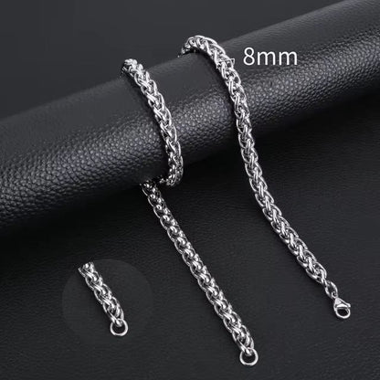 Aramat Jewels zilverkleurige vossenstaart ketting van 8 mm breed, gemaakt van robuust en waterproof roestvrij staal.