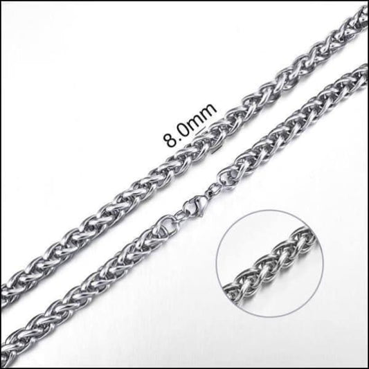 Aramat Jewels zilverkleurige vossenstaart halsketting van 8 mm breed en 50 cm lang, gemaakt van robuust RVS.
