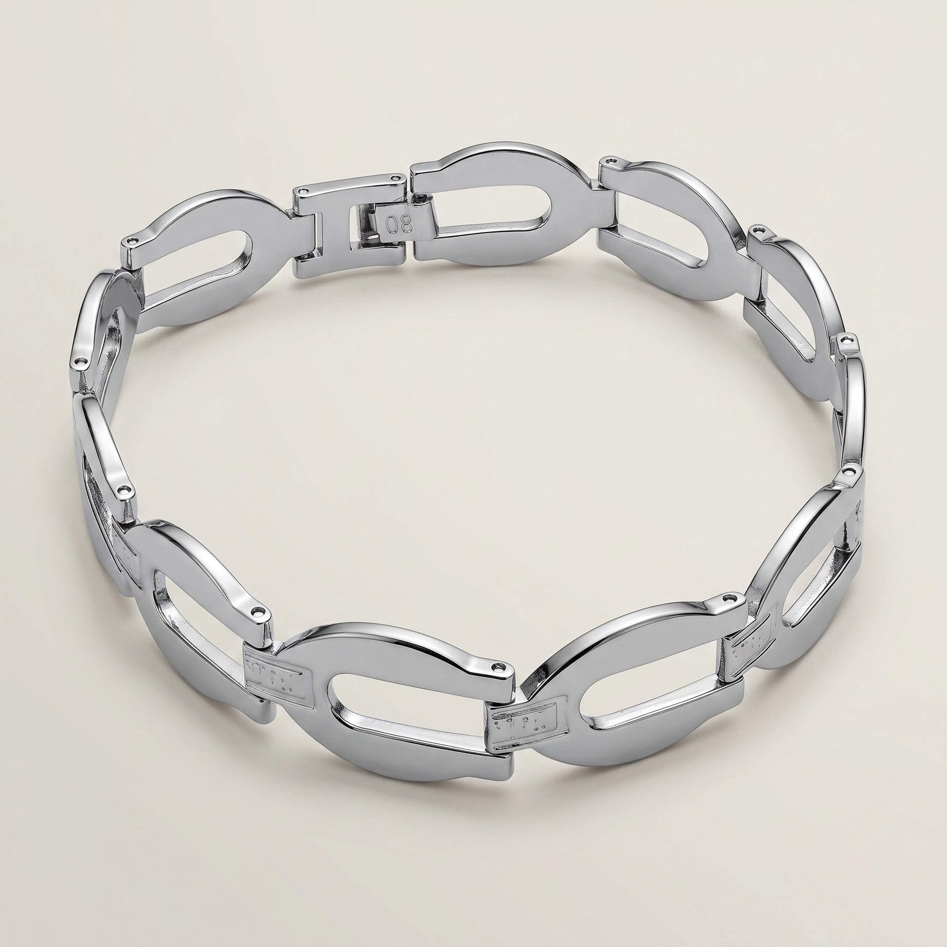 Aramat Jewels zilverkleurige stalen schakelarmband voor heren, 22cm lang en 14mm breed.