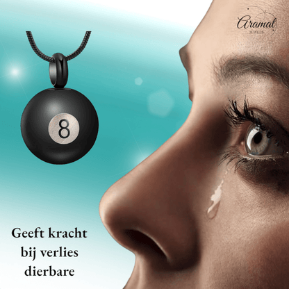 Ashanger Biljartbal met Cijfer 8 - Zwart RVS - hang1323 - 20002 - Gedenkhangers kopen# - alles - ashangers - Assieraad