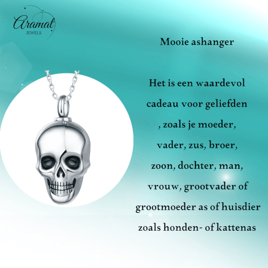 Ashanger Doodshoofd - Zilverkleurig RVS - 30x20 mm - hang1359 - Gedenkhangers kopen# - 30mm - alles - ashangers