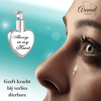 Ashanger hart Always in my heart – zilverkleur - Aramat Jewels - Gedenkhangers - cadeautip