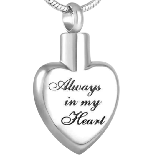 Ashanger hart Always in my heart – zilverkleur - Aramat Jewels - Gedenkhangers - cadeautip