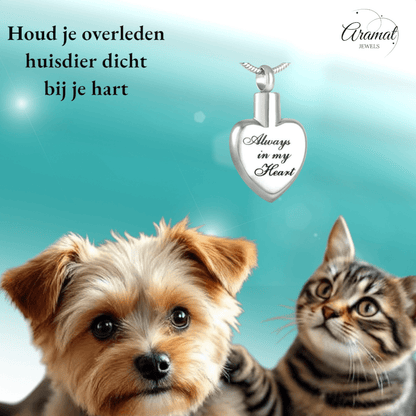 Ashanger hart Always in my heart – zilverkleur - Aramat Jewels - Gedenkhangers - cadeautip
