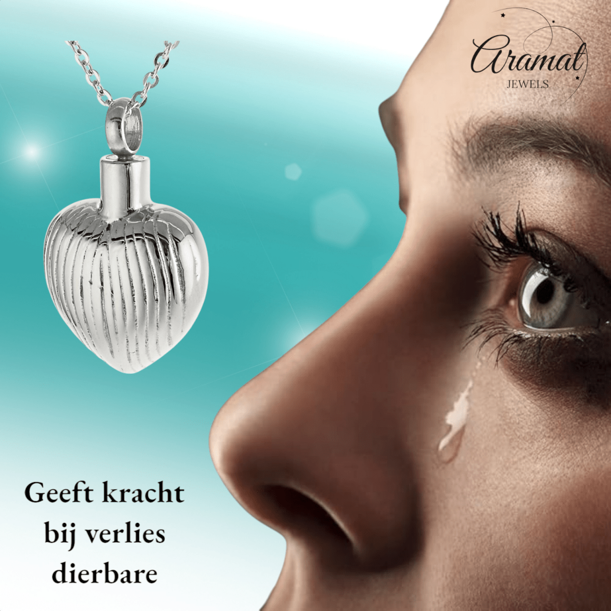 Ashanger hartjes zilverkleurig – strepen & herinnering - Aramat Jewels - Gedenkhangers - cadeautip