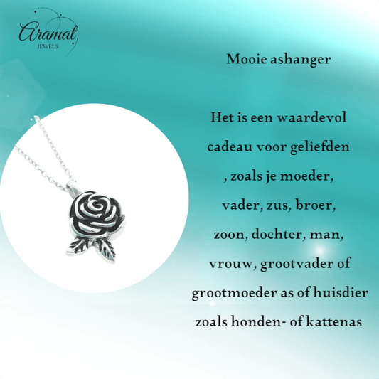 Ashanger Roosvormig met Twee Blaadjes - Zilverkleurig RVS - hang569 - Gedenkhangers kopen# - 28mm - alles - ashangers