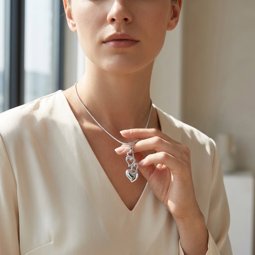 Ashanger vier harten – symbolisch rouwsieraad staal - Aramat Jewels - Gedenkhangers - cadeautip