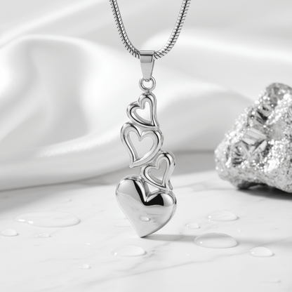 Ashanger vier harten – symbolisch rouwsieraad staal - Aramat Jewels - Gedenkhangers - cadeautip