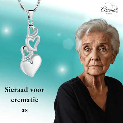 Ashanger vier harten – symbolisch rouwsieraad staal - Aramat Jewels - Gedenkhangers - cadeautip