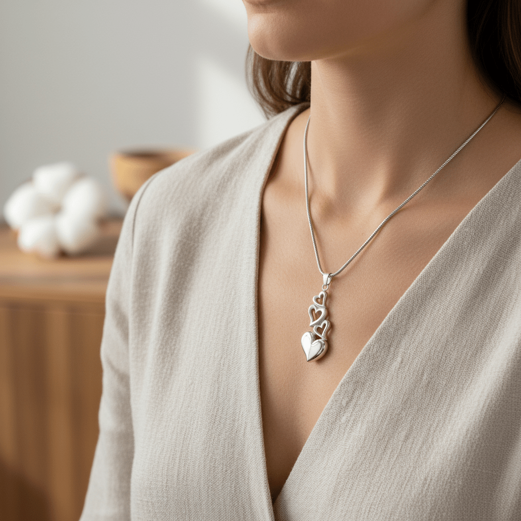 Ashanger vier harten – symbolisch rouwsieraad staal - Aramat Jewels - Gedenkhangers - cadeautip