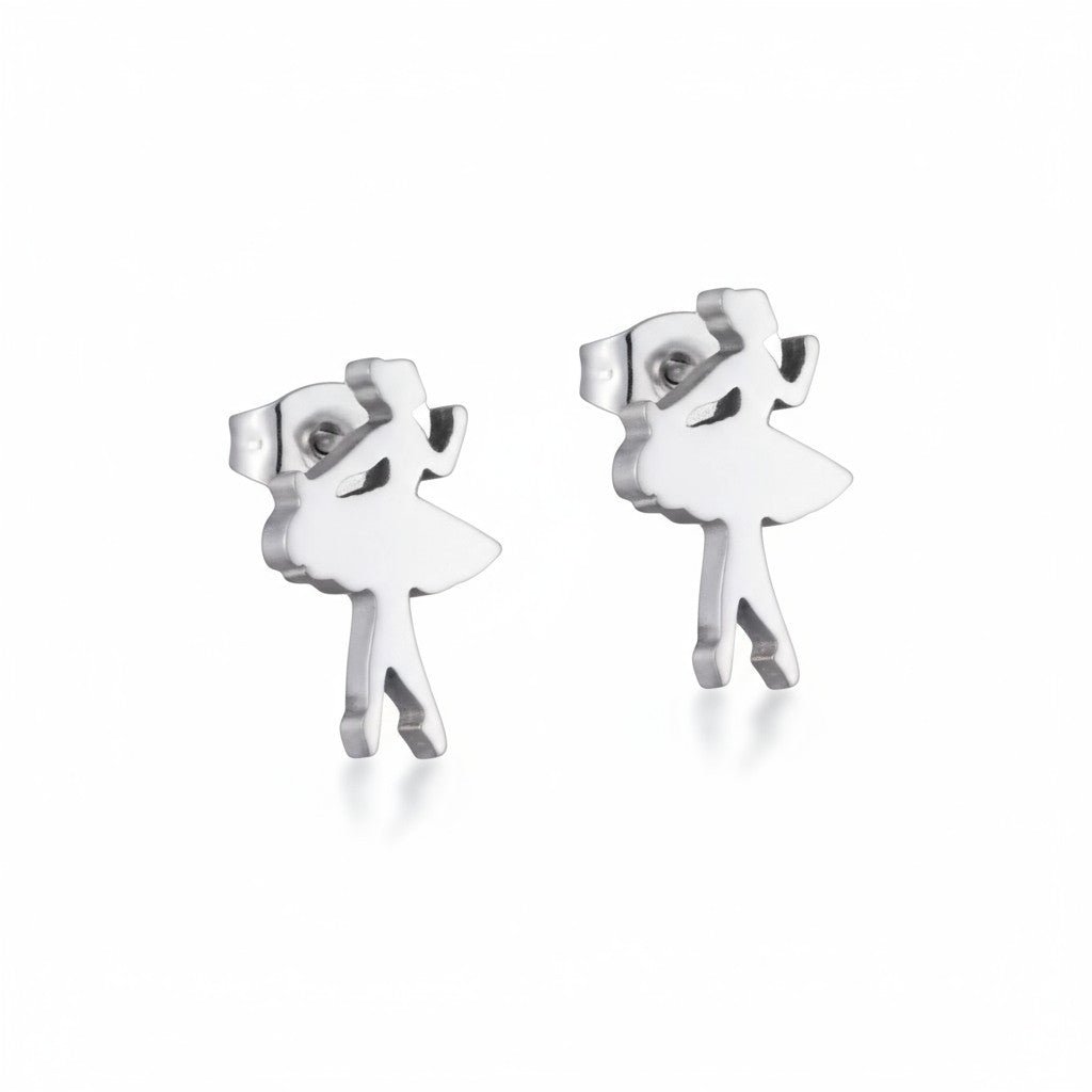 Ballerina Oorstekers RVS – Zilverkleur 10x6mm - Aramat Jewels - Oorbellen - cadeautip