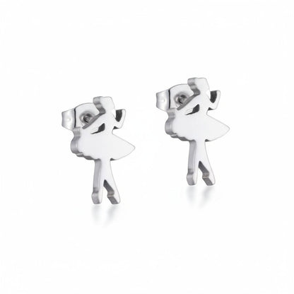 Ballerina Oorstekers RVS – Zilverkleur 10x6mm - Aramat Jewels - Oorbellen - cadeautip