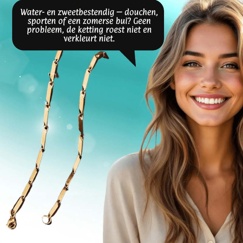 Bamboo Ketting in Goudkleurig Staal - Aramat Jewels - Halskettingen - cadeautip