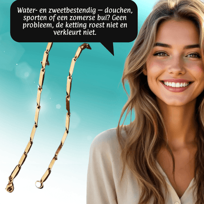 Bamboo Ketting in Goudkleurig Staal - Aramat Jewels - Halskettingen - cadeautip