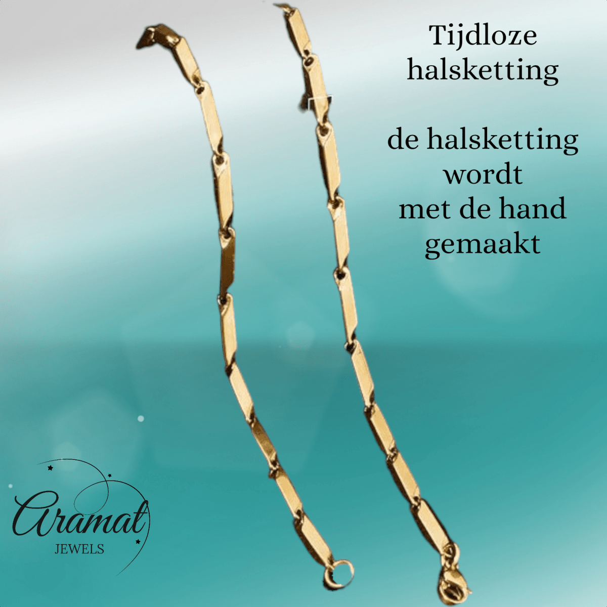 Bamboo Ketting in Goudkleurig Staal - Aramat Jewels - Halskettingen - cadeautip