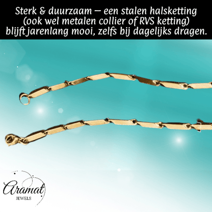 Bamboo Ketting in Goudkleurig Staal - Aramat Jewels - Halskettingen - cadeautip