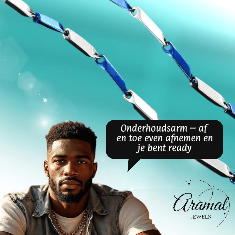 Bicolor Bamboo Ketting Blauw - Zilver Staal – 60cm - Aramat Jewels - Halskettingen - cadeautip