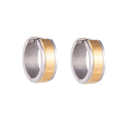 Bicolor RVS Oorringen met Goudkleurige Streep 13x7mm - oor5818 - se28070 - Oorringen kopen# - 13mm - 7mm - alles