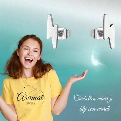 Bliksem Flits Oorbellen Staal