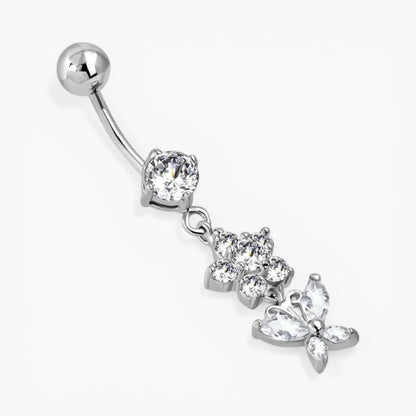 Bloemen en Vlinder Stalen Navelpiercing