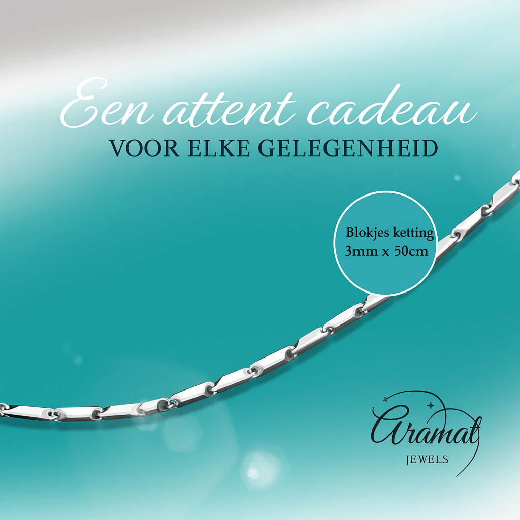 Blokjes Schakelketting 50cm – Bamboo RVS - Aramat Jewels - Halskettingen - cadeautip