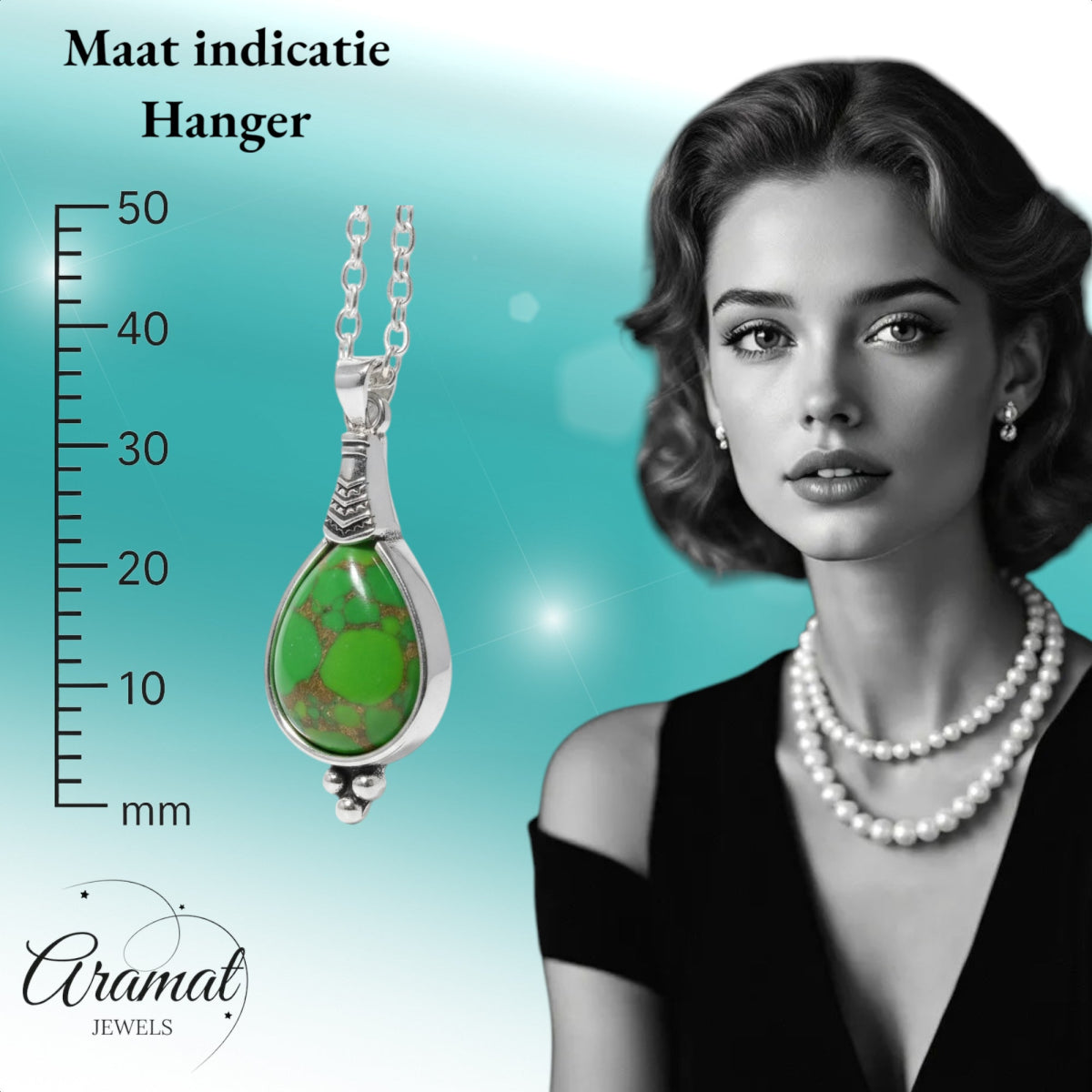 Bohemien Groene Gemarmerde Ketting - Aramat Jewels - Halskettingen - cadeautip