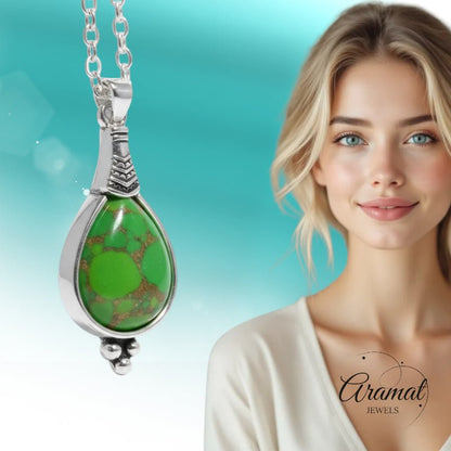 Bohemien Groene Gemarmerde Ketting - Aramat Jewels - Halskettingen - cadeautip