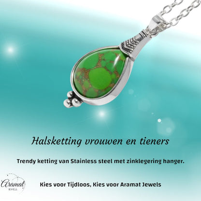 Bohemien Groene Gemarmerde Ketting - Aramat Jewels - Halskettingen - cadeautip