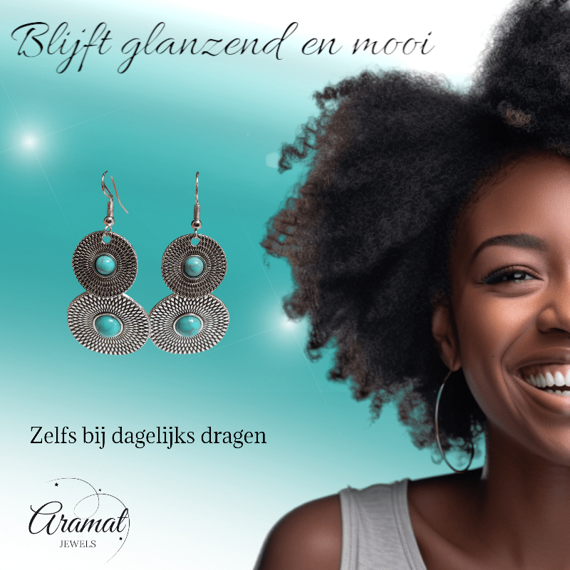 Bohemien Oorhangers met Dubbele Cirkels - oor6029 - Oorhangers kopen# - 65mm - alles - bali