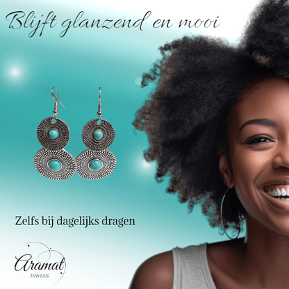 Bohemien Oorhangers met Dubbele Cirkels - oor6029 - Oorhangers kopen# - 65mm - alles - bali