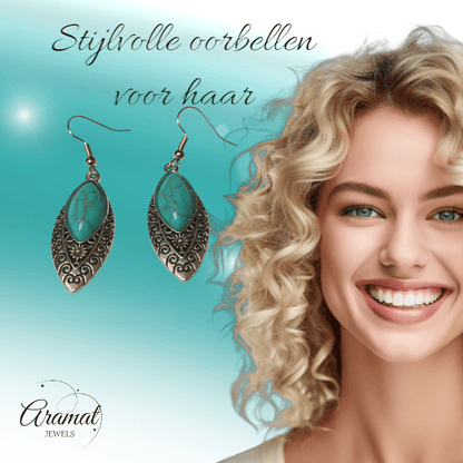 Bohemien Oorhangers met Ovale Hanger - oor6025 - Oorhangers kopen# - 55mm - alles - bali