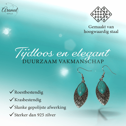 Bohemien Oorhangers met Ovale Hanger - oor6025 - Oorhangers kopen# - 55mm - alles - bali