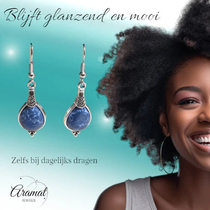 Boho Druppel Oorhangers Donkerblauw vrouw - oor6031 - Oorhangers kopen# - 50mm - alles - bali