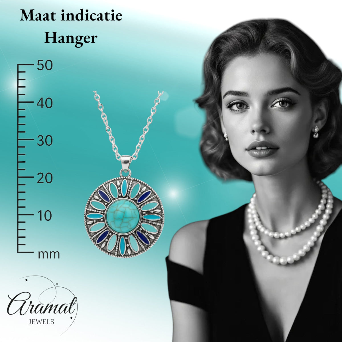 Boho Halsketting met ronde hanger - Aramat Jewels - Halskettingen - cadeautip