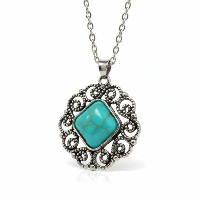 Boho Halsketting met Turquoise Steen - Aramat Jewels - Halskettingen - cadeautip