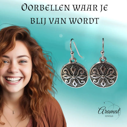 Boho Oorhangers Ronde Bedel – Antieke Legering – 28x15mm - oor6060 - Oorhangers kopen# - 28mm - alles - bali