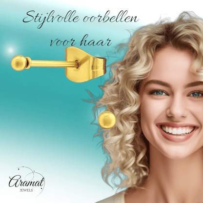 Bolletjes oorbellen – Goudkleur – 2mm - oor2721 - XE5558 - Oorbellen kopen# - 2mm - alles - bolletjes