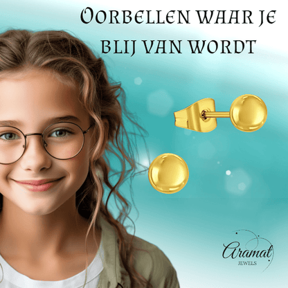 Bolletjes oorbellen – Goudkleur – 4mm - oor1007 - xe5558 - Oorbellen kopen# - 4mm - alles - bolletjes