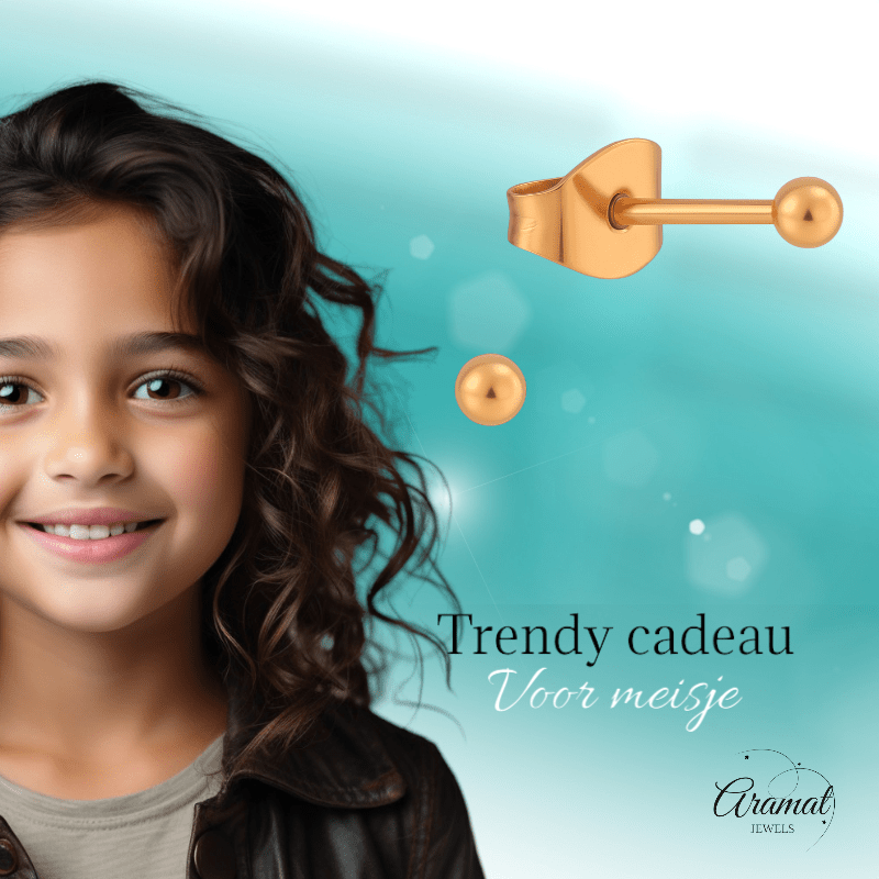 Bolletjes oorbellen – rosékleur – 3mm - oor3777 - Oorbellen kopen# - 3mm - alles - bolletjes