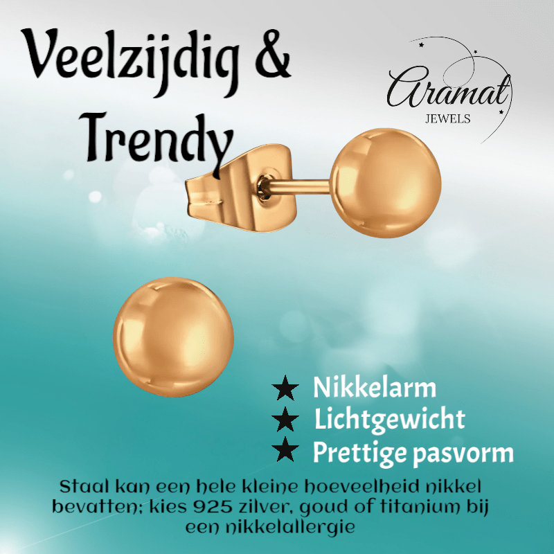 Bolletjes oorbellen – rosékleur – 6mm - oor3778 - Oorbellen kopen# - 6mm - alles - bolletjes