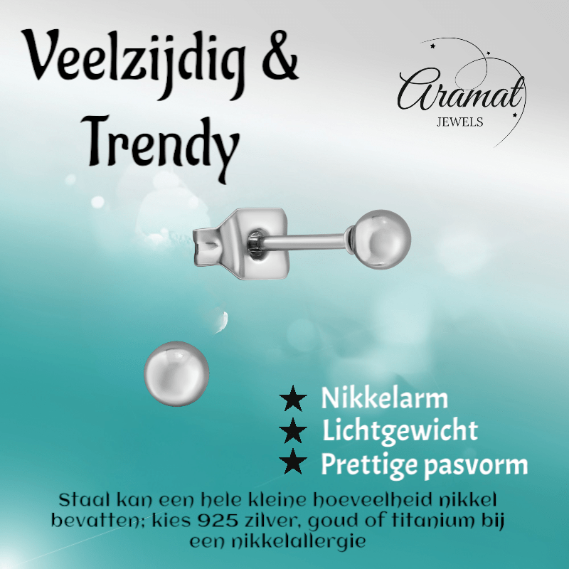 Bolletjes oorbellen – zilverkleur – 3mm - oor1382 - XE54559 - Oorbellen kopen# - 3mm - alles - bolletjes