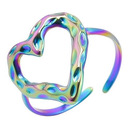 Brede Damesring Verstelbaar – Groot Open Hartje – One Size - Aramat Jewels - Ringen - cadeautip