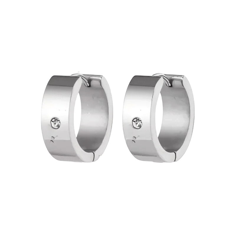 Brede Huggie Oorringen 20x7mm Zilverkleur - Aramat Jewels - Oorringen - cadeautip